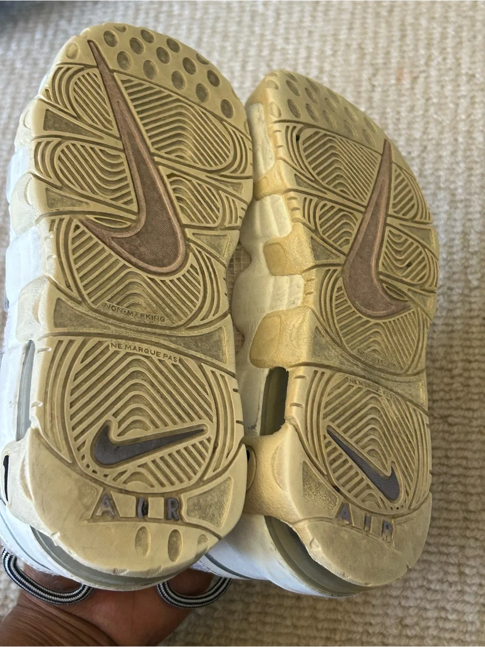 Nike Kids Cream and Pale Pink Strap Sneakers